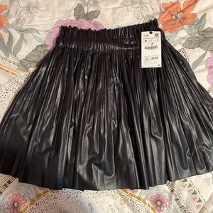 Leather Pleated Mini Skirt